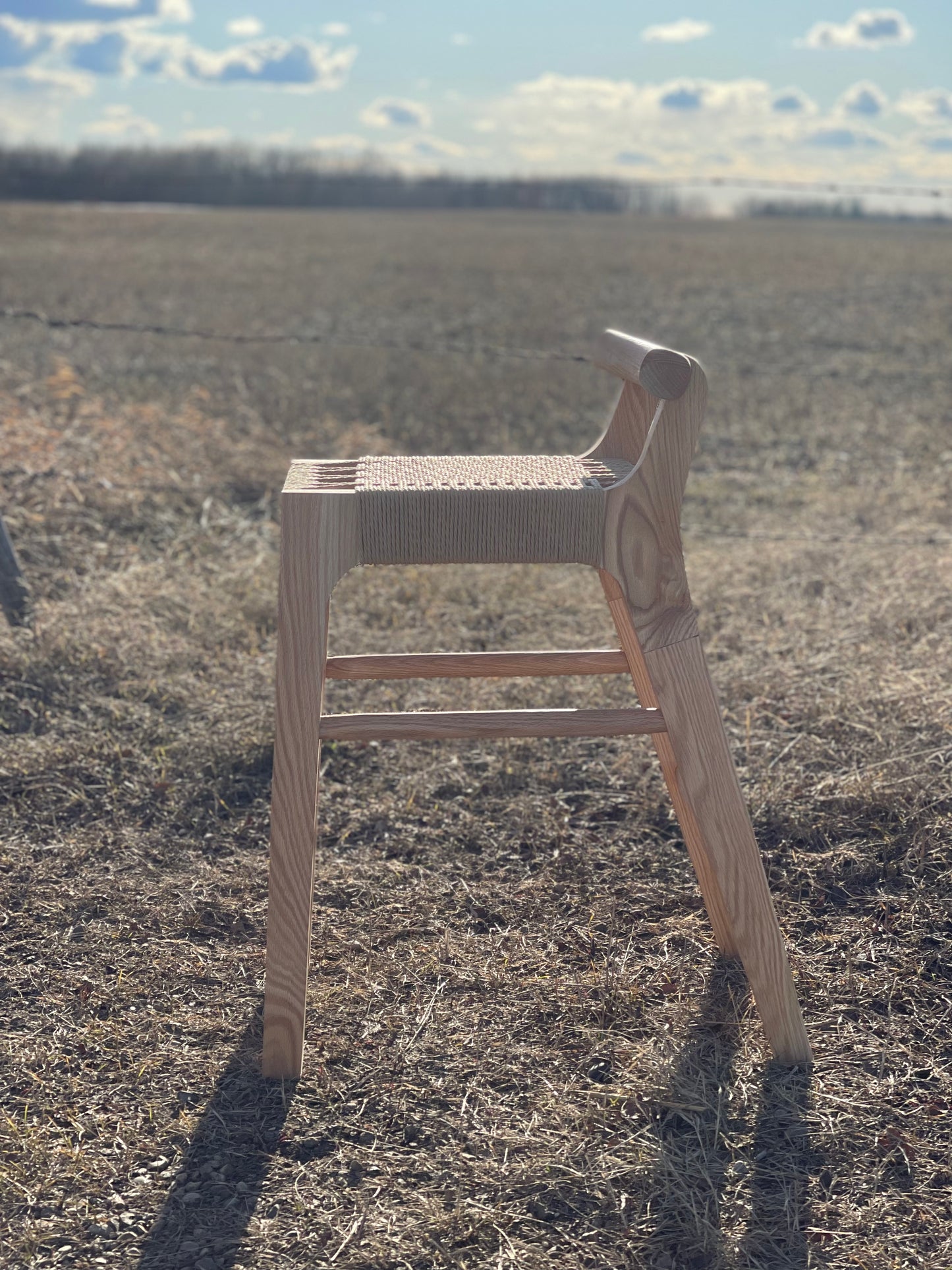 Pml natural wood finished stool