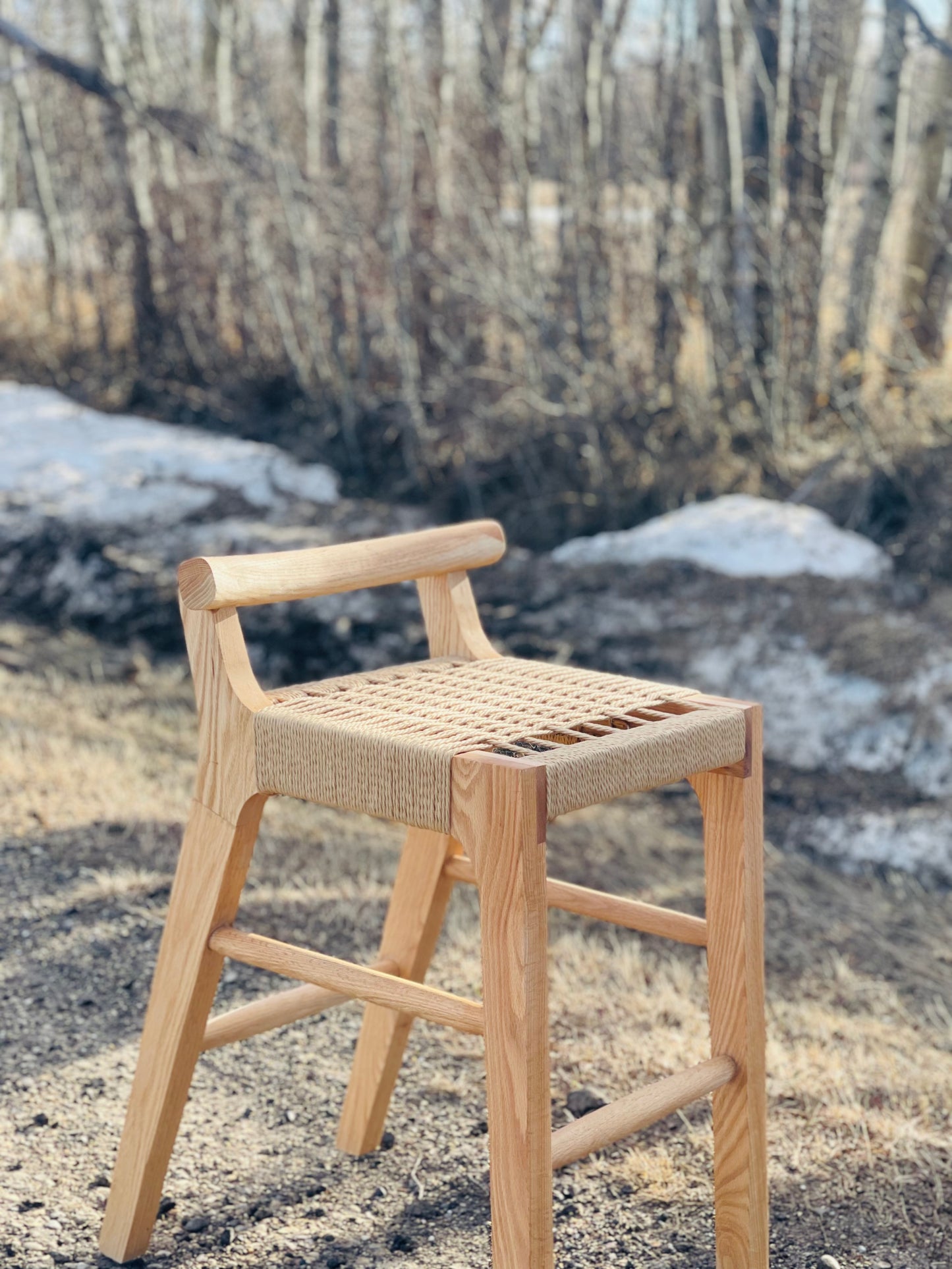 Pml natural wood finished stool