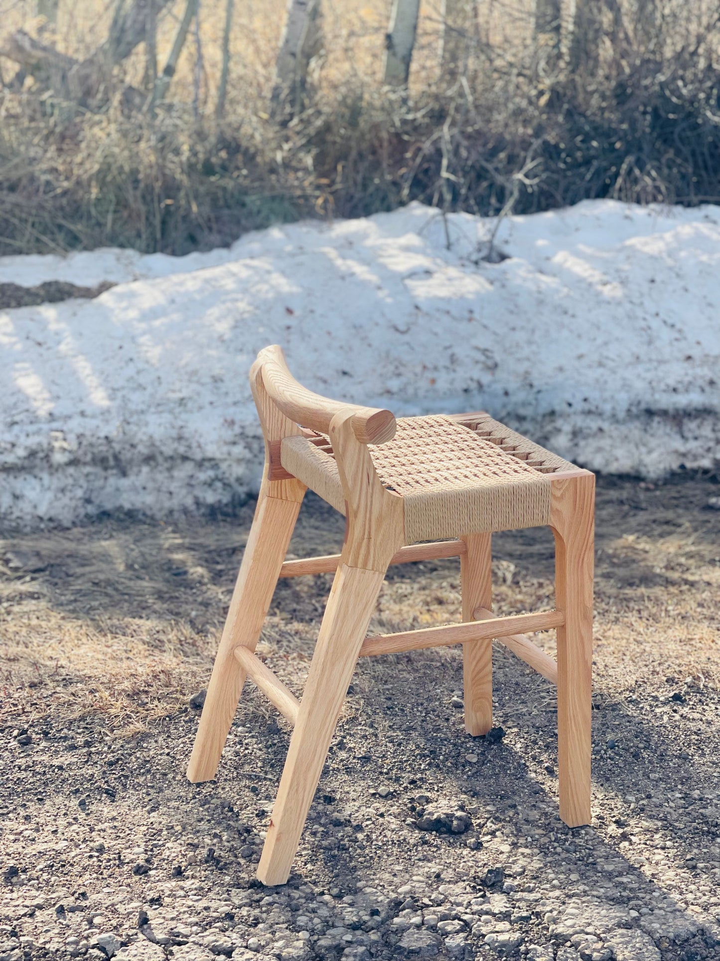 Pml natural wood finished stool