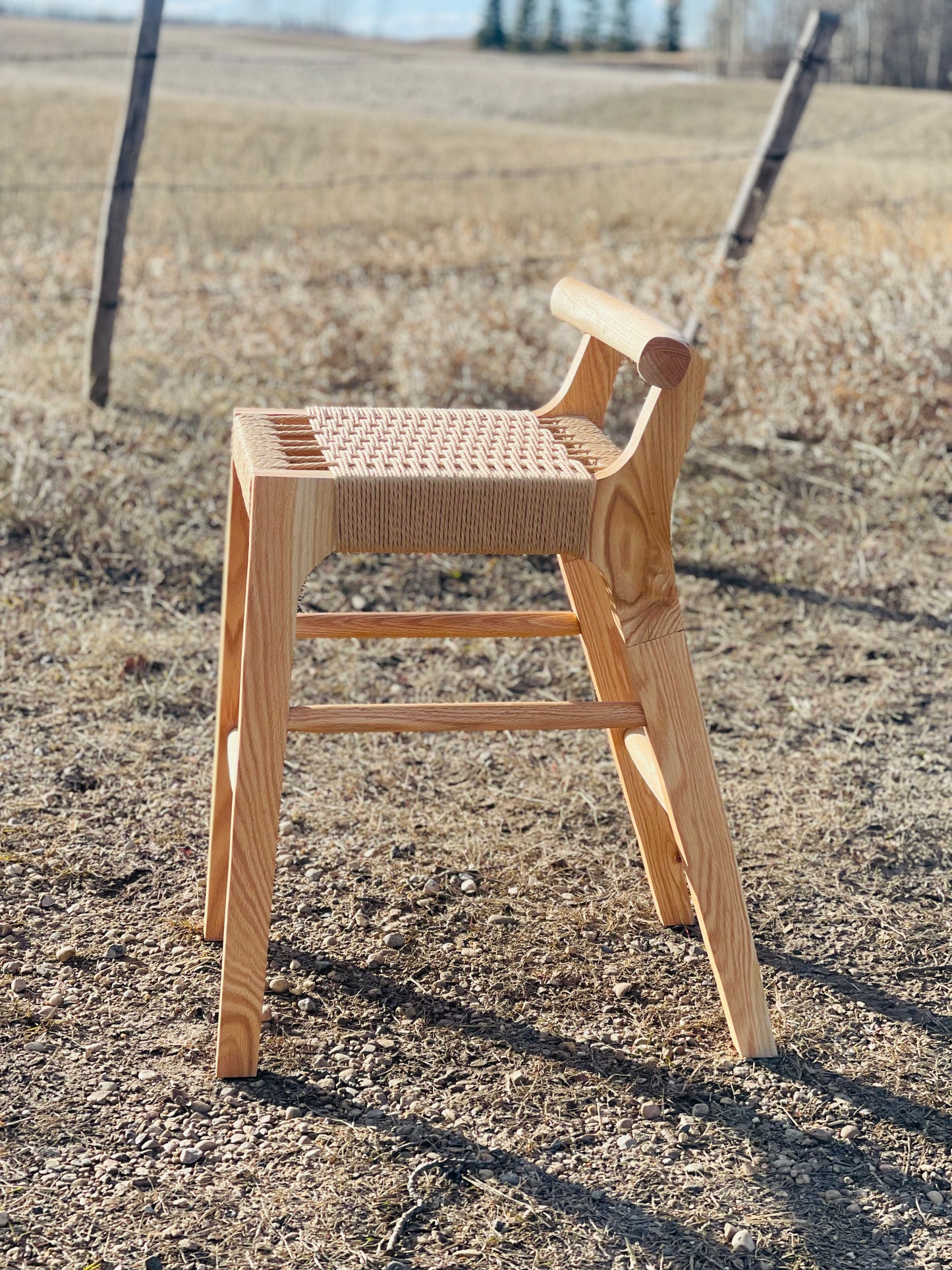 Pml natural wood finished stool