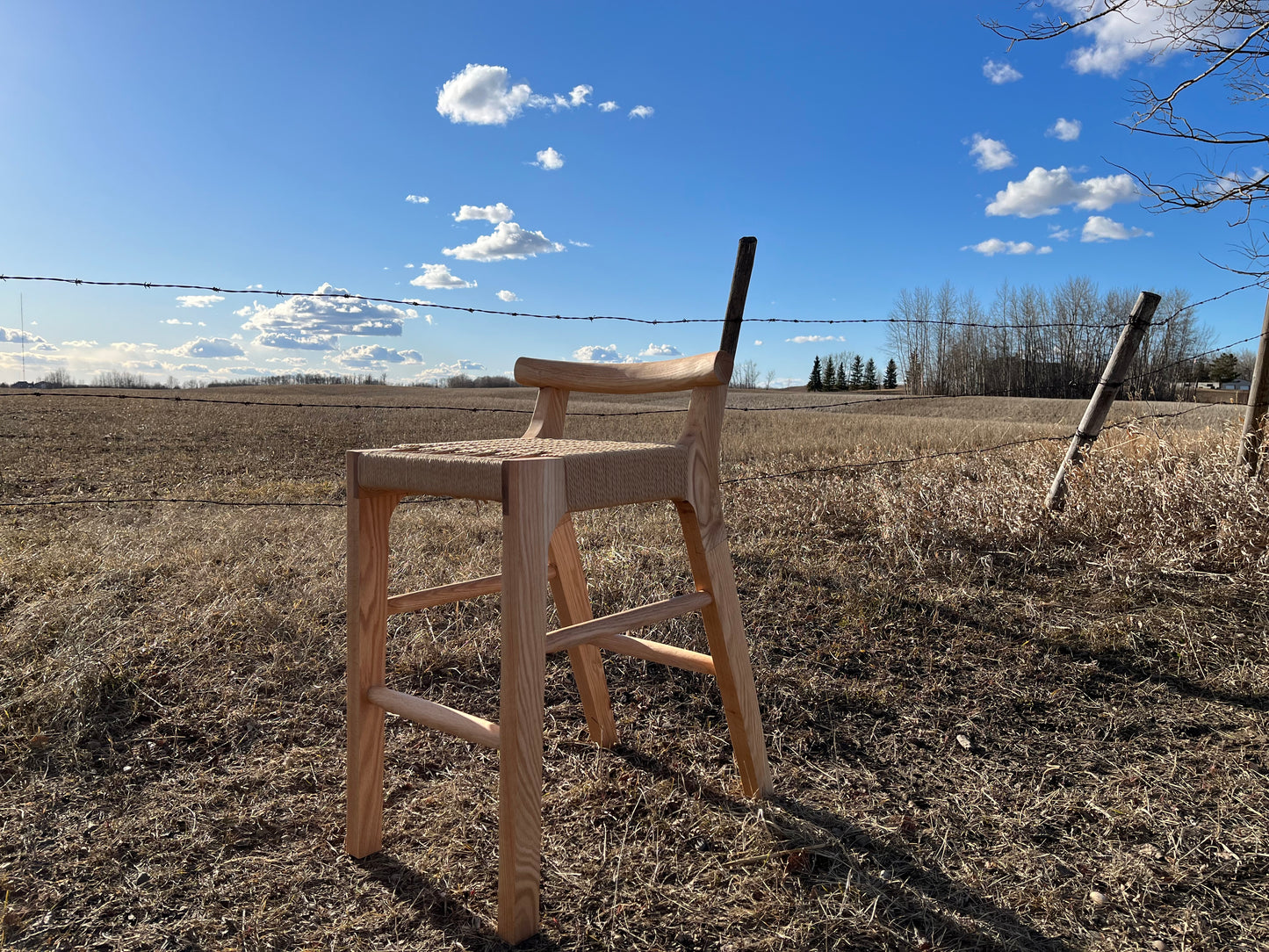 Pml natural wood finished stool