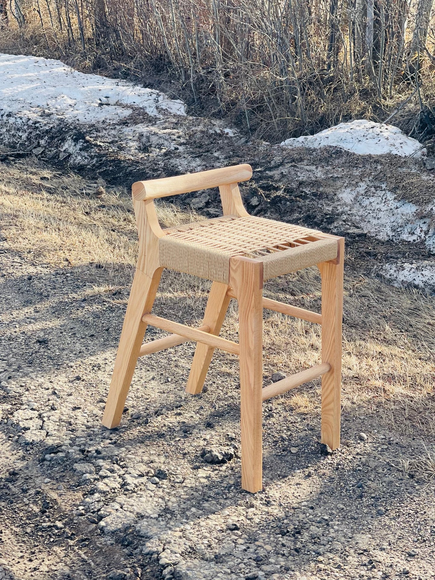 Pml natural wood finished stool