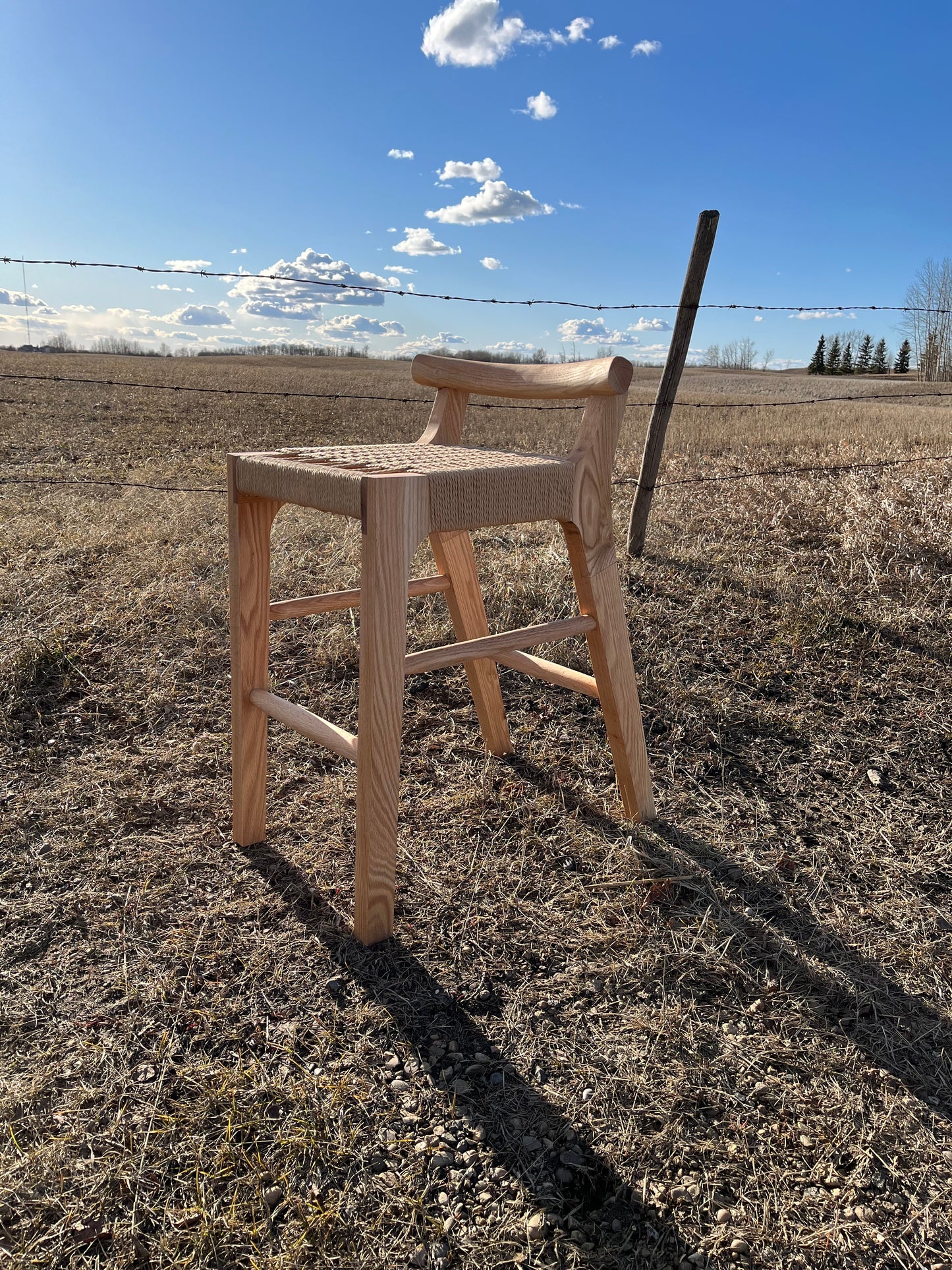 Pml natural wood finished stool