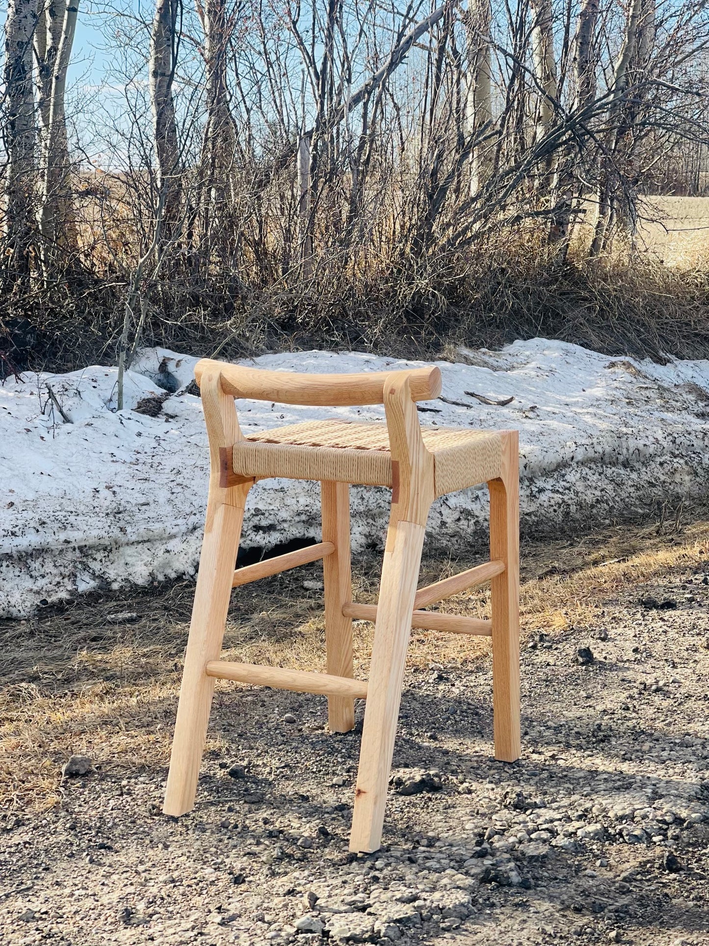 Pml natural wood finished stool