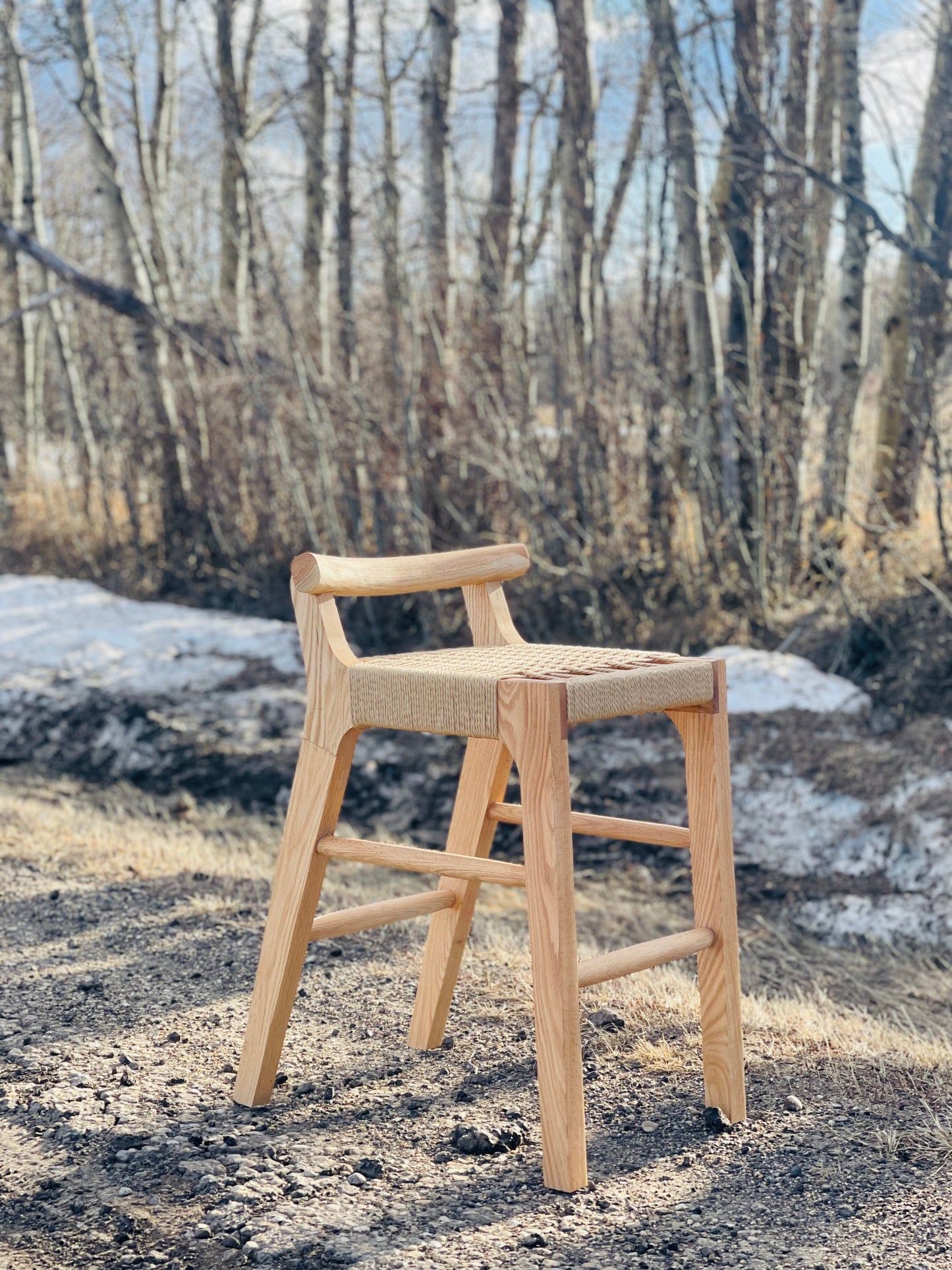 Pml natural wood finished stool